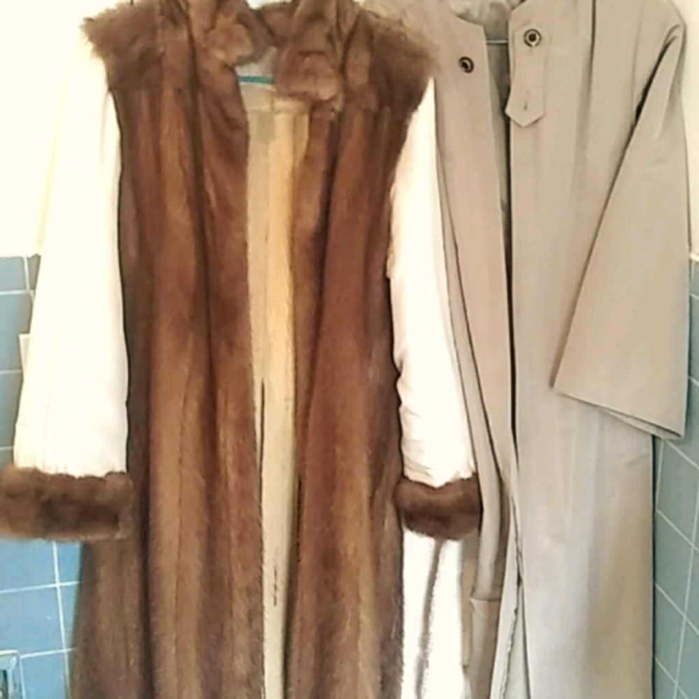 Creeds mink fur coat with rain coat.